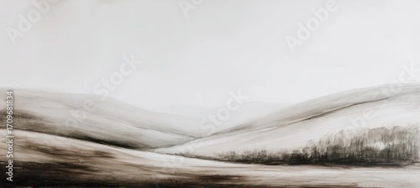 Obraz Misty landscape with rolling hills