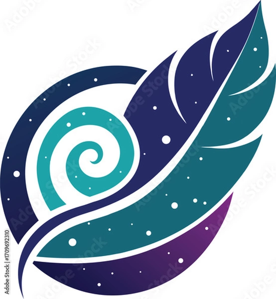 Fototapeta Cosmic spiral galaxy feather illustration vector scalable eps icon for adobe stock vector