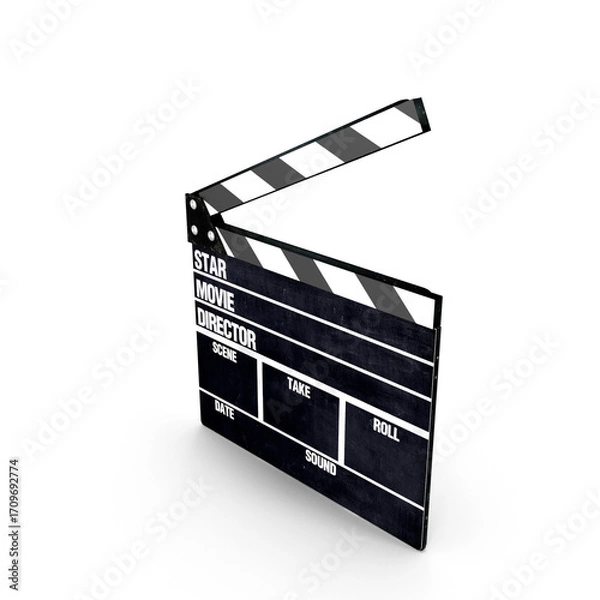 Fototapeta Black movie board clapper used in traditional filmmaking process