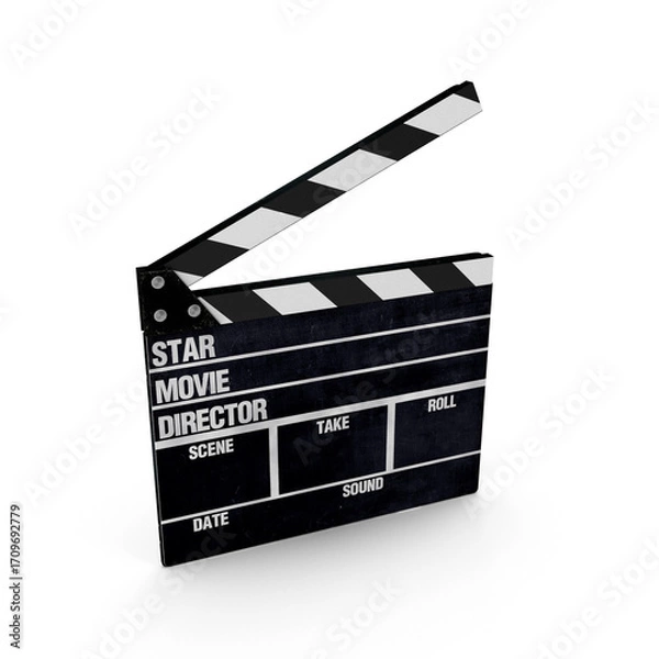 Fototapeta Black movie board clapper used in traditional filmmaking process