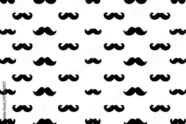 Fototapeta Seamless pattern with retro mustache, isolated vector doodle wallpaper background, vector Illustration