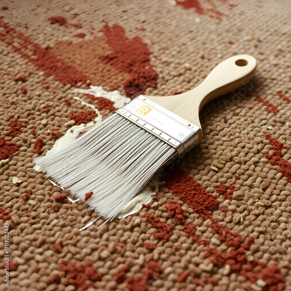 Obraz paint brush on stained carpet