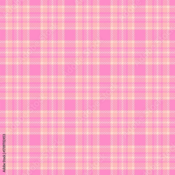 Obraz Serene plaid check background, stroke fabric pattern seamless. Flowing textile vector tartan texture in light and pink colors.