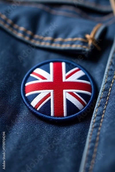 Obraz Union Jack Patch on Denim Jacket