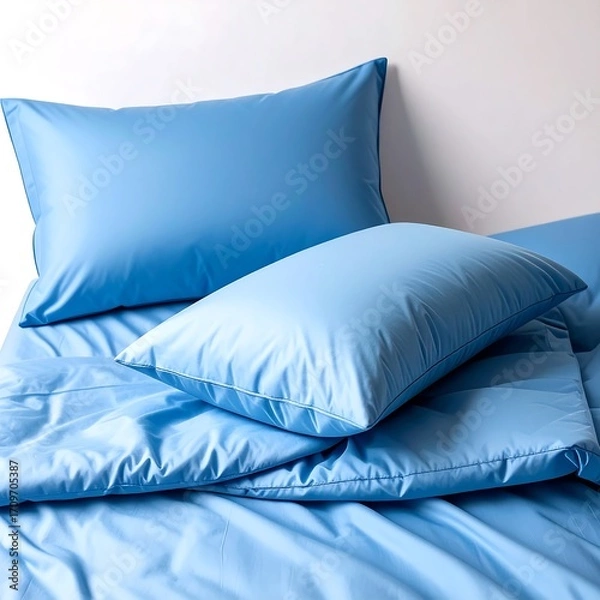 Obraz Blue bedding set, soft fabric
