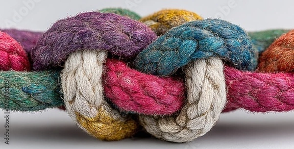 Fototapeta Close-up of colorful knotted ropes (1)