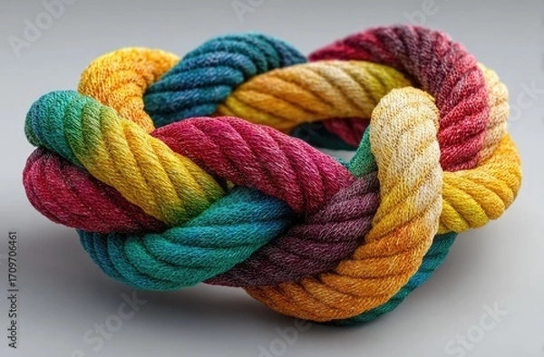 Fototapeta Colorful knotted ropes in a circle