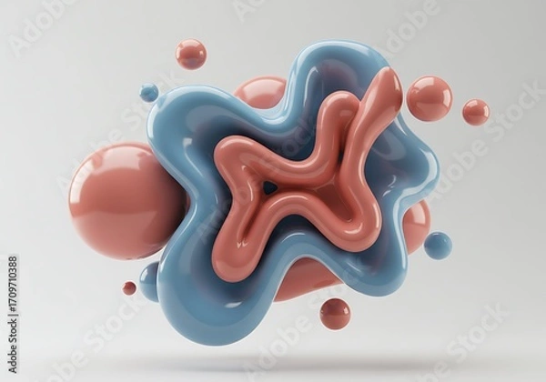 Fototapeta Abstract Pastel Liquid Forms, 3D Render