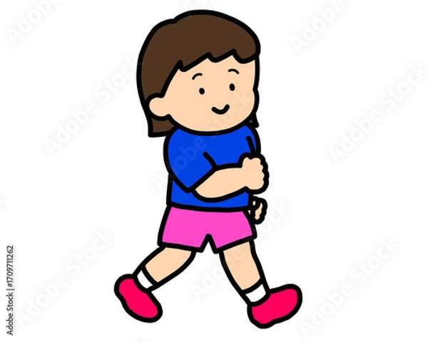 Fototapeta 笑顔で歩く女の子