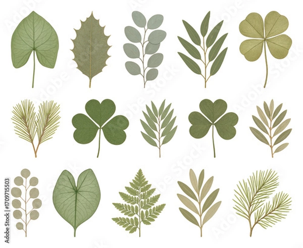 Fototapeta Diverse botanical leaf illustrations.