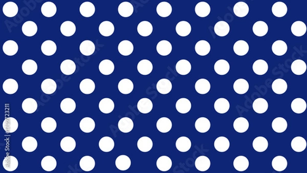 Fototapeta Blue seamless pattern with white drops. Polka dot background. Cute wallpaper with circle.