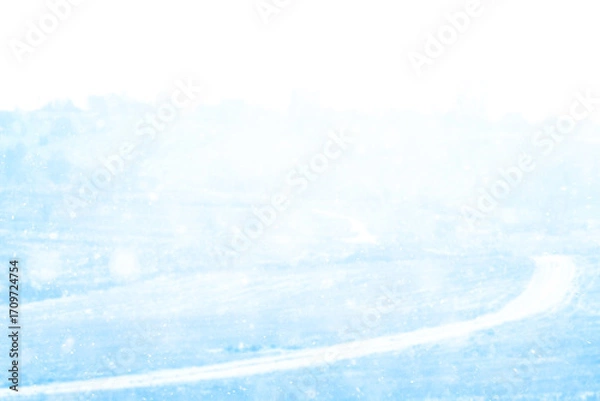 Fototapeta snowfall, abstract nature background, heavily blurred landscape, blizzard and white snow backdrop