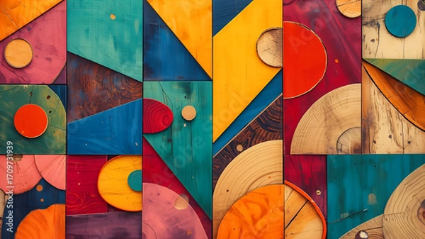 Obraz カラフルな板のデザイン壁紙