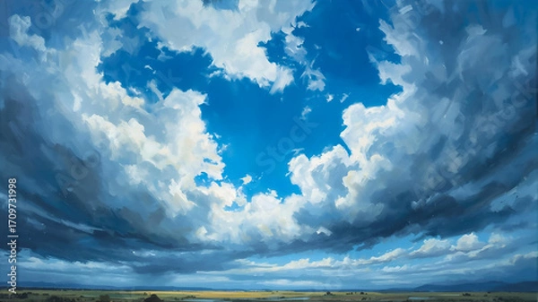 Obraz 動きのある雲と空の絵画