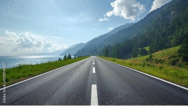 Obraz Morning view on Mountain-Seaside Road