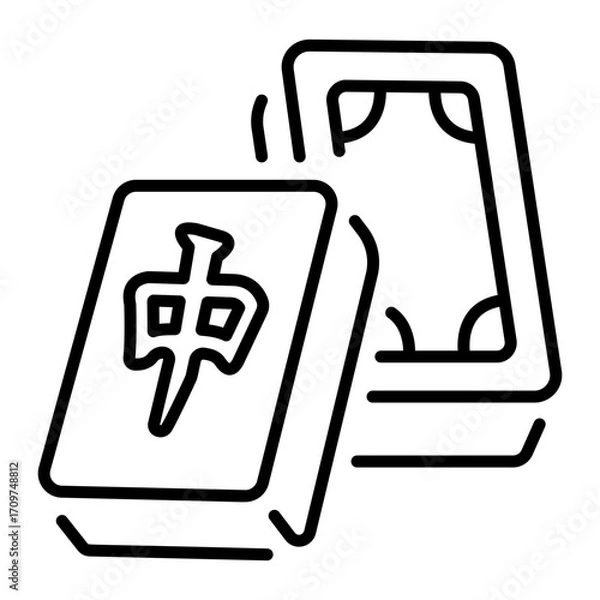 Fototapeta An outline style icon representing mahjong tiles
