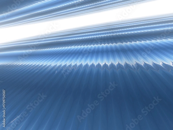 Fototapeta Abstract blue shimmering stripes background with diagonal perspective effect.