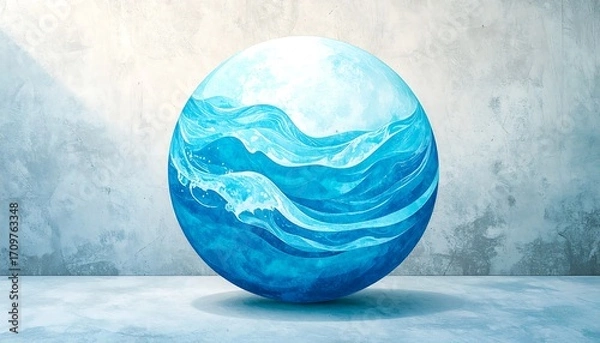 Obraz Blue sphere with ocean waves