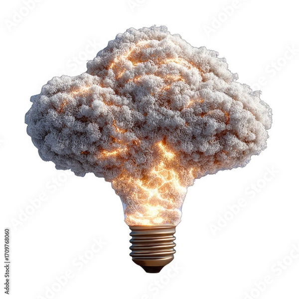 Obraz Exploding lightbulb, a cloud of smoke