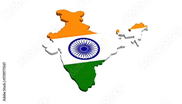 Obraz 3D map of India with flag (7)