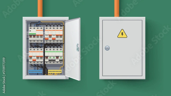 Obraz electric panel in set open and closed