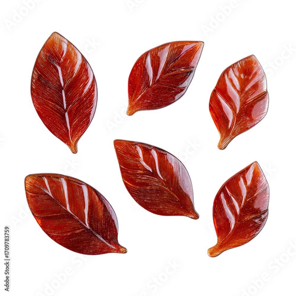 Fototapeta Red leaf-shaped objects on black