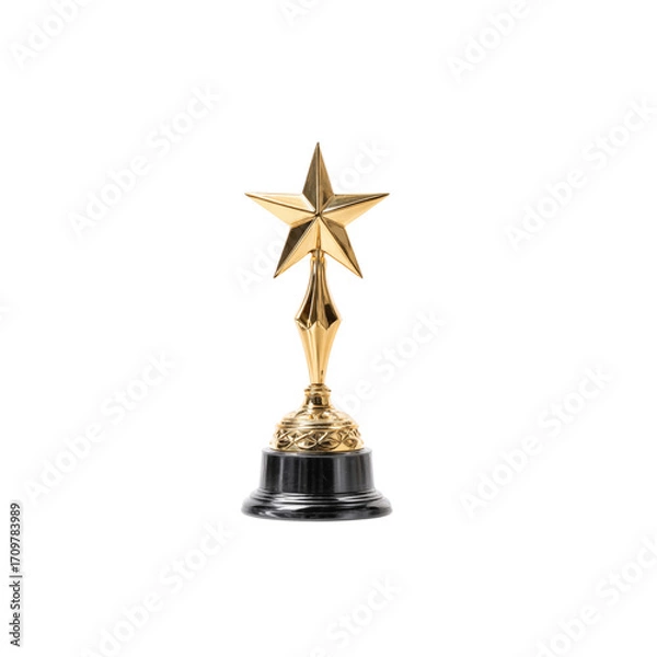 Fototapeta Celebrate outstanding achievement with this gleaming golden star trophy, symbolizing top performance, success, and recognition for ultimate champions and award winners.