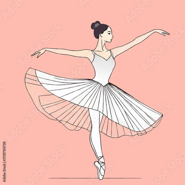 Obraz ballerina dancing pose cartoon vector illustration