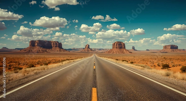 Obraz Empty Highway Stretching Through the Monument Valley Desert