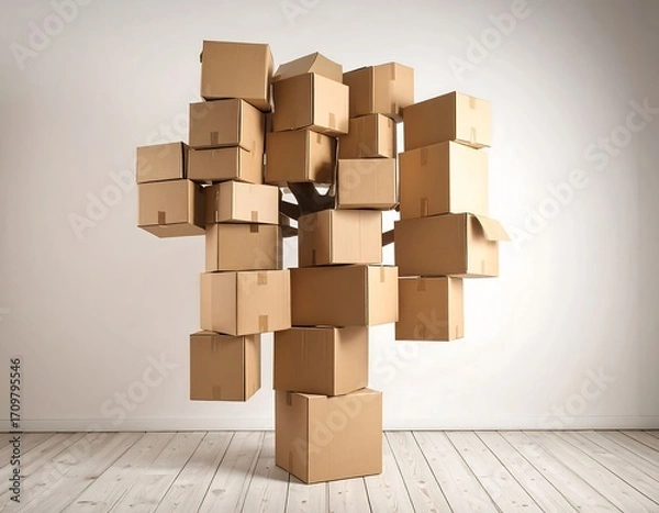 Obraz Cardboard boxes arranged like a tree