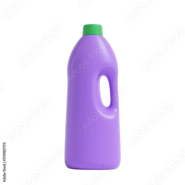 Fototapeta Purple detergent bottle with green cap, isolated on transparent background. Perfect for household cleaning products, laundry detergent packaging, or sanitation visuals.