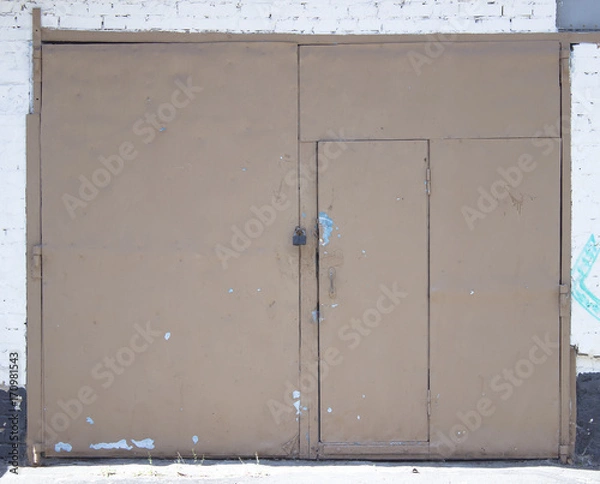 Fototapeta Gate from metal to garage, barn