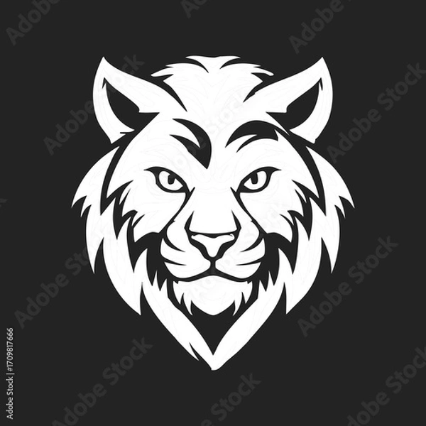Obraz Vector Illustration of Tiger Head Mascot Logo in Black and White