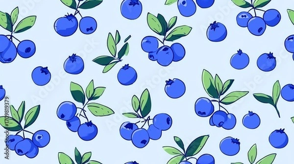 Obraz Seamless Pattern Blueberry Illustration