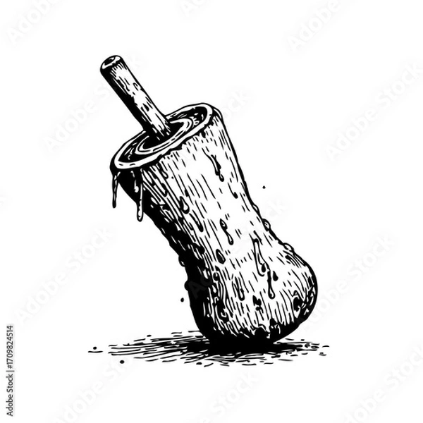 Fototapeta Whimsical rustic charm artistic rendering wooden honey dipper pouring sweet liquid illustration