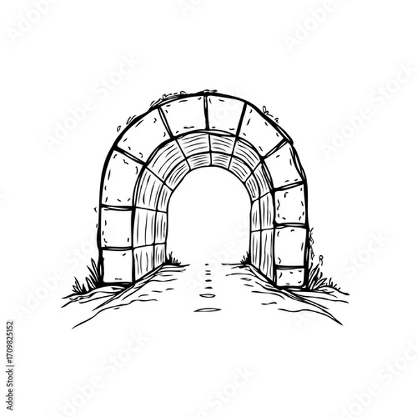 Fototapeta Whimsical Stone Archway Sketch A Passage into Enchantment and Artistic Expression A Journey