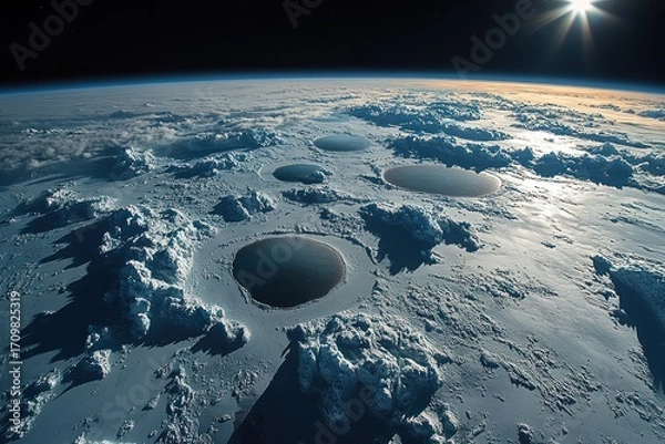Fototapeta Ozone layer hole above Antarctica, a stark environmental concern and global warming concept.