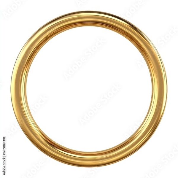 Fototapeta Gold circle frame, smooth, 3D render