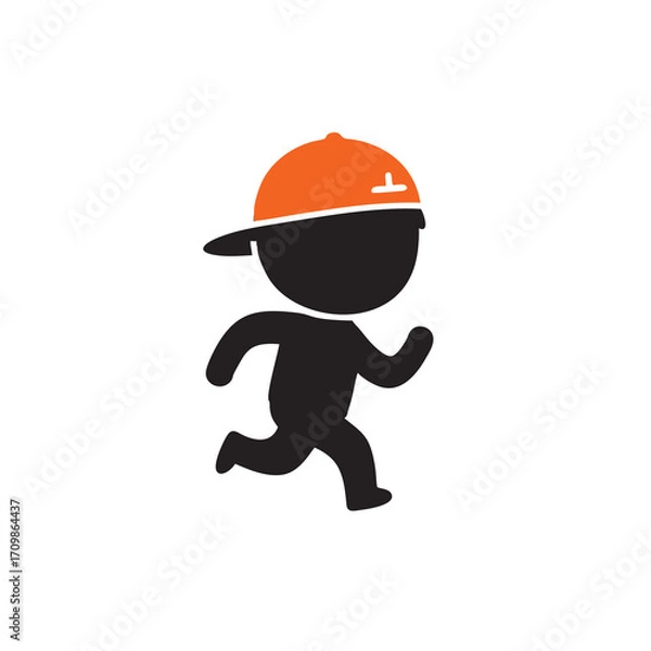Obraz CUTE RUNNING BOY LOGO VECTOR ILLUSTRATION