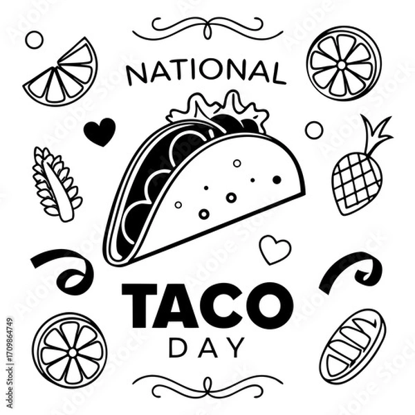 Obraz NATIONAL TACO DAY vector illustration