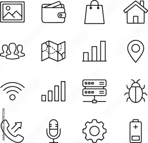 Obraz Electronics and technology icons set