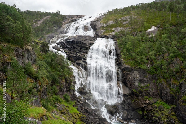 Obraz View of Espelandsfossen. Espeland Falls, Norway, Europe. 