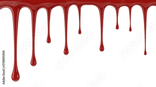 Obraz Red liquid dripping isolated on transparent background