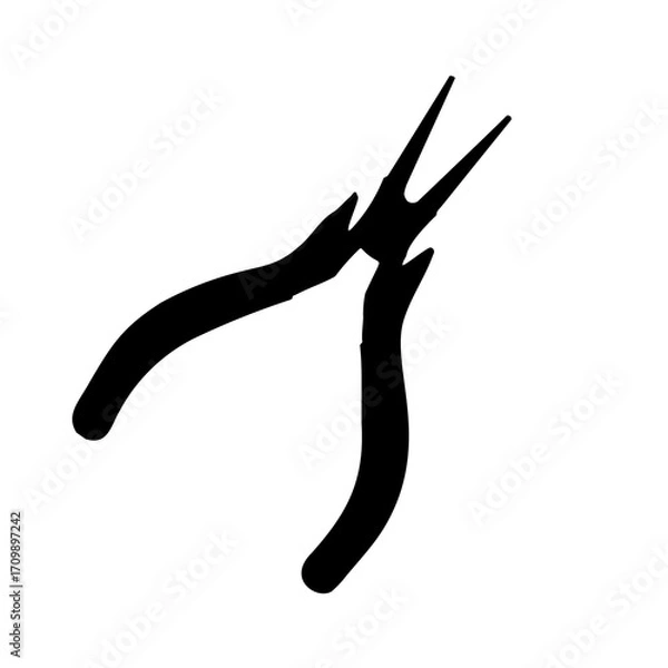 Fototapeta A large round pliers symbol in the center. Isolated black symbol. Illustration on transparent background