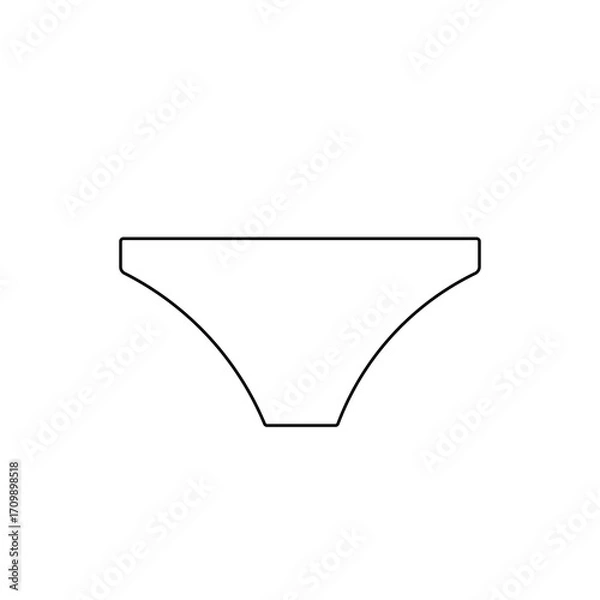 Fototapeta A large black outline women's underpants symbol on the center. Illustration on transparent background