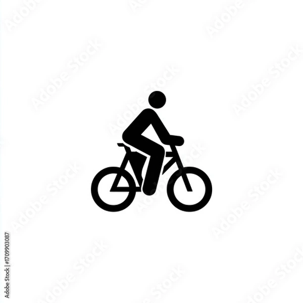Obraz Simple black icon of a person riding a bicycle (3)