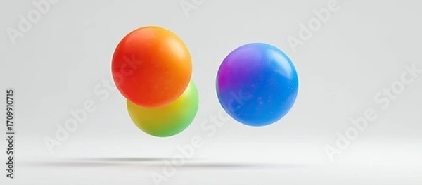 Obraz Three vibrant, gradient-filled spheres hover against a plain white background