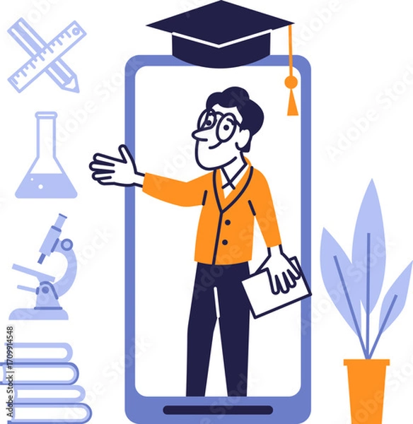 Obraz Concept of e-learning, digital education, online courses, distance learning, and virtual classroom.