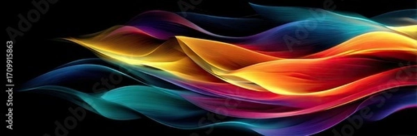 Fototapeta Abstract swirling vibrant colors on a black background
