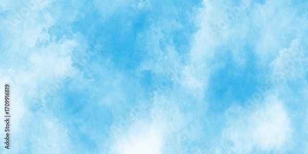 Fototapeta Abstract blue watercolor background,ocean blue paper texture, smooth cloudy sky blue background,Light blue background with watercolor.Background with clouds on blue sky.